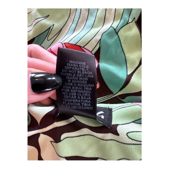 Vintage Y2K BCBG Floral Ruched V-Neck Cap sleeve Dress Size L - Picture 6 of 6